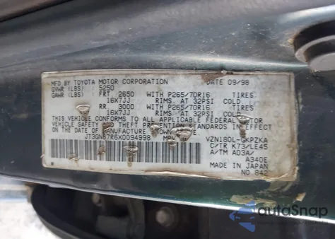 1999 Toyota 4Runner Limited V6 из США, поврежденный, VIN JT3GN87R6X0094998